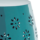 Pastrana - Metal Side Table With Lace Cut Design And Rust Resistant - Teal