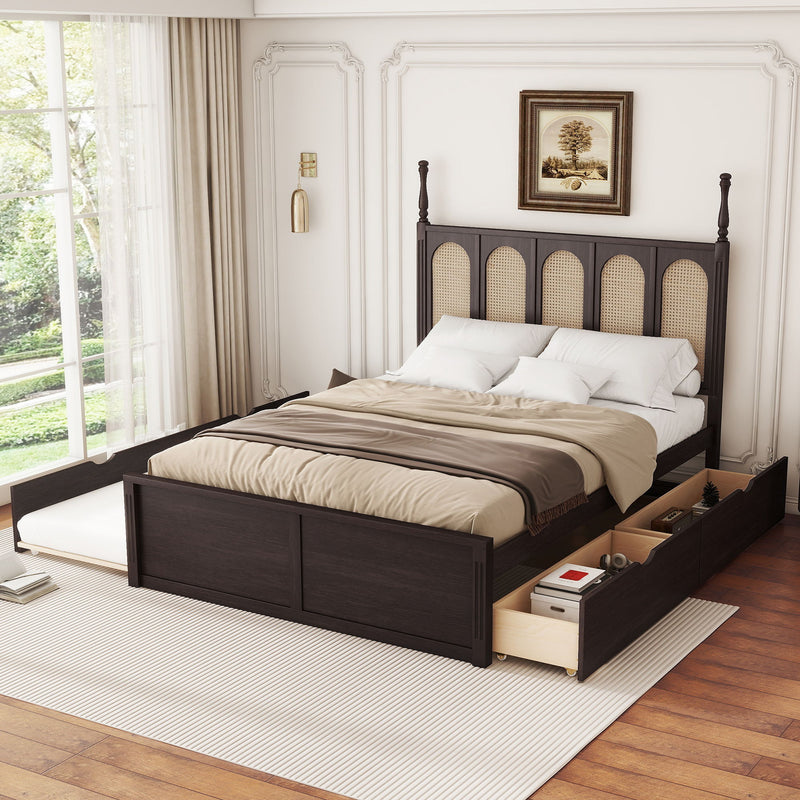 Platform Bed With With 2 Big Drawers With Trundle