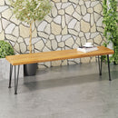 Zion - Industrial Wood And Metal Rectangular Bench With Faux Live Edge Design - Teak