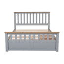 Queen Size Wood Platform Bed with Two Drawers and Wooden Slat Support,Gray+Natrual