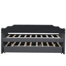 Twin Size Upholstered Daybed with Trundle and Three Drawers,Gray