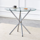 Modern Round Clear Glass Dining Table With Unique Metal Legs For 4 6 People - Silver