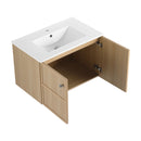 Wall Mounted Bathroom Vanity With Ceramic Sink And 2 Soft Closing Doors