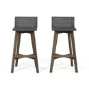 Equinox - Outdoor Barstool With Rattan Wicker Top And X Stretcher Frame (Set of 2)