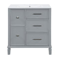 Bathroom Vanity With Ceramic Sink, Flip Out Drawer Design For Plumbing, Soft Close Drawers