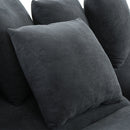 Upholstered L Shaped Sectional Sofa With Storage, Movable Ottoman, And 6 Throw Pillows