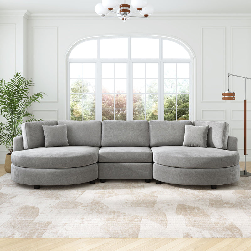 Modern 3 Seater Upholstered Sofa With Curved Design