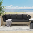 Outdoor Patio Daybed Sofa, 3 Seat Sofa With Foldable Arm 4 Back Pillows