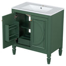 30" Bathroom Vanity With Sink, 2 Doors With Shelf, Soft Close Door Hinges, Vintage Style - Green