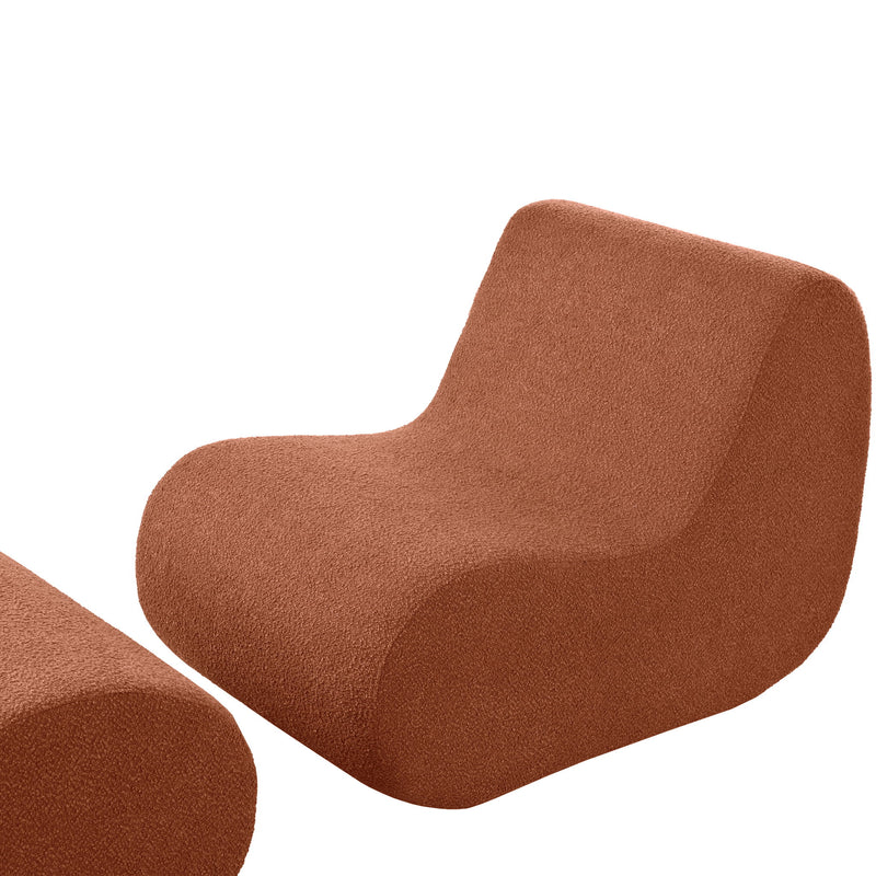 Curved Lounge Chair With Ottoman And High Resilience Foam
