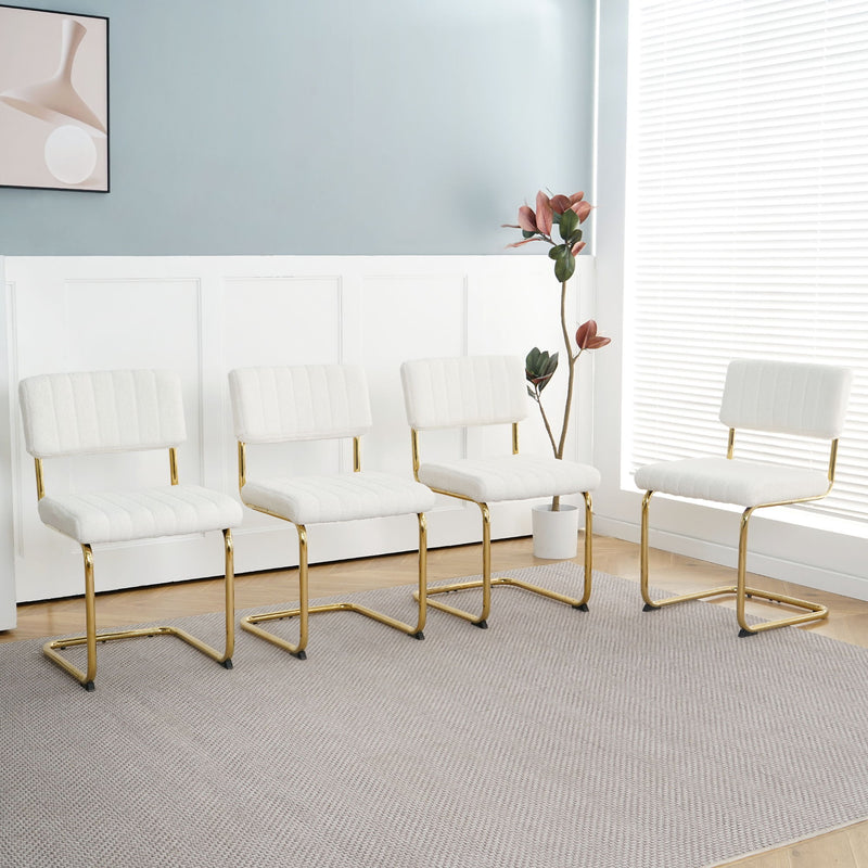 Modern Light Luxury Dining Chair With Metal Legs And Bow Design