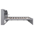 LED Platform Bed With Trundle With Storage Headboard With Drawers