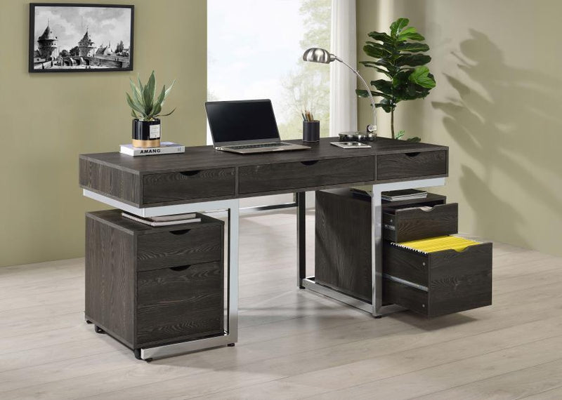 Noorvik - 3-Drawer Engineered Wood Desk - Dark Oak