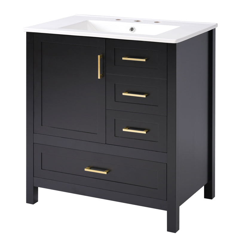 Modern Bathroom Vanity With Ceramic Sink, Solid Frame And Storage Solutions
