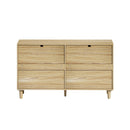 Rattan Dresser With 6 Drawers, Wooden Legs & Metal Handle