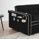 Modern Convertible Sleeper Sofa Couch With Pull Out Bed With Pillows & Side Pockets For Small Space, Living Room
