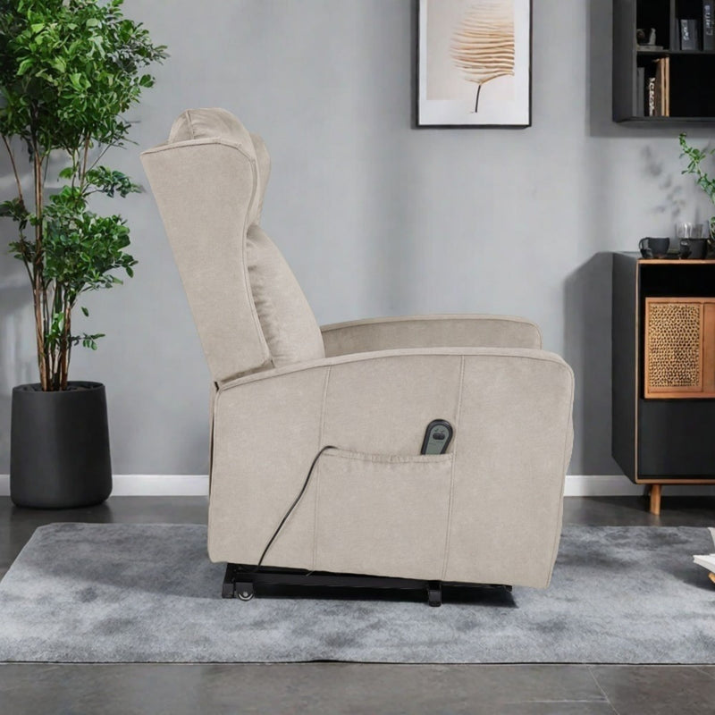 Power Lift Recliner Chair, Adjustable Modern Lift Chair, Lift Recliner Sofa For Back, Lumbar, Legs Support, Classic Power Recliner Chair With Remote Control, Side Pocket - Light Gray