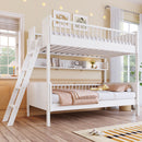 Bunk Bed With 3 Storage Shelves, Adjustable Ladder Left Or Right