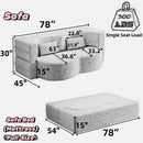 Convertible Plush Corduroy Foam-Filled Sleeper Sofa Bed With 2 Pillows