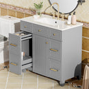 Bathroom Vanity With Ceramic Sink, Soft Close Doors, Adjustable Shelves