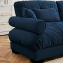 Modern Velvet Sofa With Bolstered Armrests And Pillows