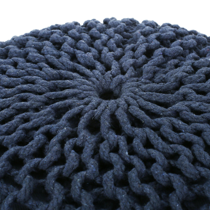 Bordeaux - Knitted Cotton Round Pouf Ottoman, Floor Cushion