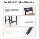 5 Pieces Outdoor Patio Bar Set, Rounded Square Table & 4 Aluminum Bar Stools