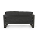 Loveseat With Slat Paneling And Aluminum Frame - Black