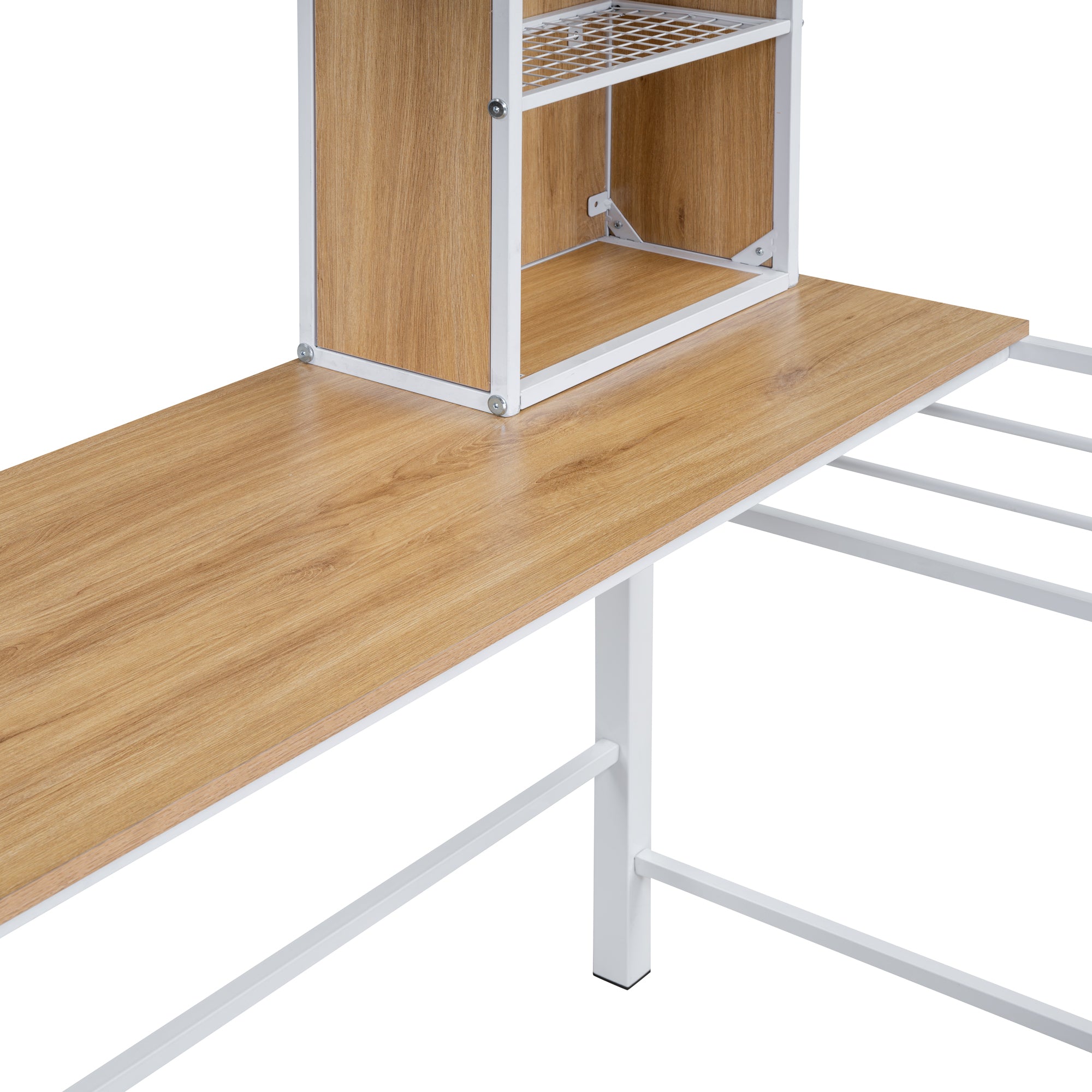 Twin Size Loft Bed with Desk and Shelf , Loft Bed with Ladder,Twin,White - Atlantic Fine Furniture Melbourne FL