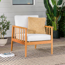 Contemporary Cushioned Eucalyptus Wood Patio Accent Chair