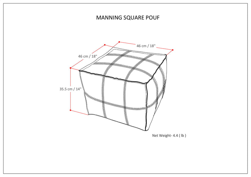 Manning - Square Pouf - Teal