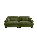 Modern Velvet Sofa With Bolstered Armrests And Pillows