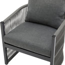 Modern Curved Aluminum Lounge Chair With Stylish Rope Weave Design And Cushioned Comfort For Outdoor