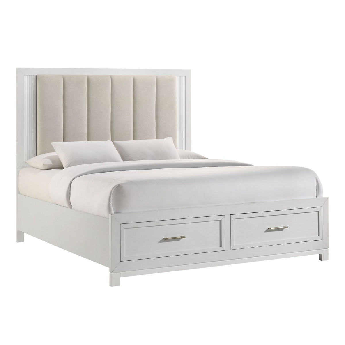 Baystorm Upholstered Storage Bed in White by Elements International
