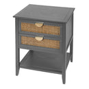 2 Drawer Side Table, Natural Rattan