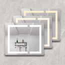 36" X 30" Medicine Cabinet With LED Vanity Mirror, Anti-Fog Recessed Or Surface Mount Bathroom Double Door Large Storage 3000K~6000K Bright Lighted Aluminum Storage Cabinet With Touch Switch - Silver