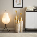 Floor Metal Vase Modern Style Decoration Home Woven Pattern Metal Vase 3 Piece Set Gorgeous Home Decoration Large Glazed Metal Vase - Champagne