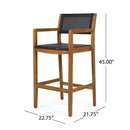 Outdoor Barstool With Woven Wicker And Frame (Set of 2) - Teak