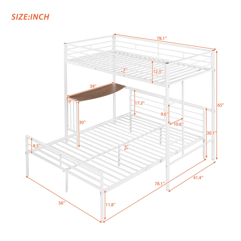 Bunk Bed With Desk, Ladder And Quality Slats For Bedroom