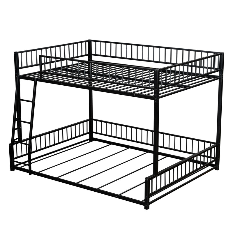 Bunk Bed Frame With Ladder And Safety Guardrails