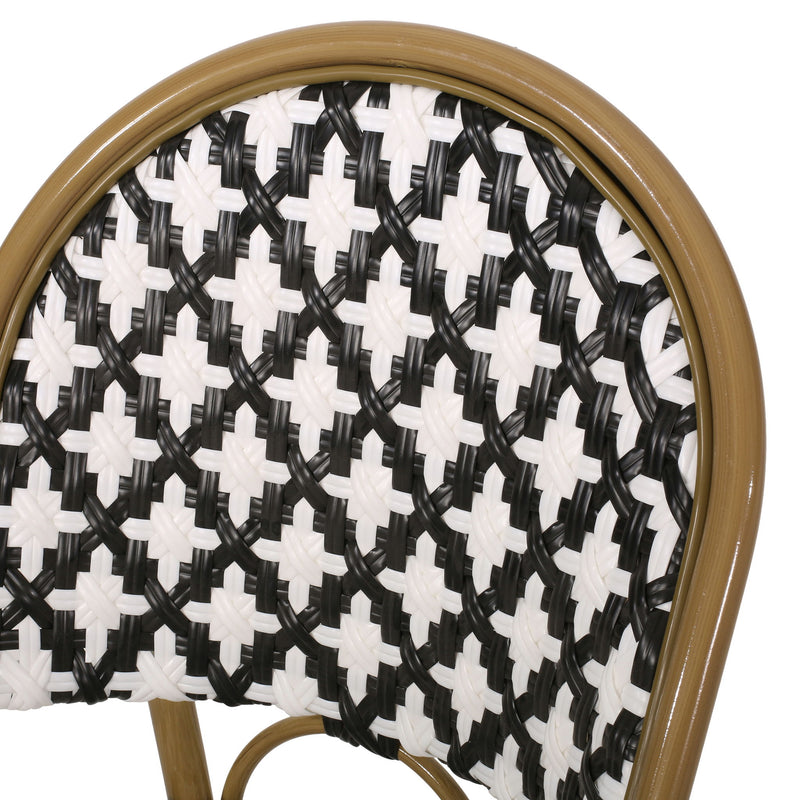 Chic French Bistro Chair With Durable Rattan And Aluminum Frame