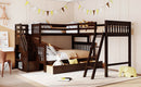 Solid L Shaped Bunk Bed With 3 Drawers, Ladder And Staircase