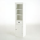 Retro Style 75'' Tall Display Shelf With Cabinet For Hallways Living Room Kitchen - White