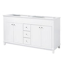 Bathroom Vanity Cabinet Only, 3 Drawers & 4 Doors With Double Layer Shelves - White