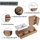 Modern Wall Mounted Bathroom Vanity With Resin Sink And 2 Side Cabinet, Imitative, Construction - Imitative Oak