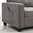 Sectional With Acrylic Table Top U Shaped Couch Set With 2 Consoles USB Charger, Storage Drawers And Pockets Movable Ottoman Tufted Sofa