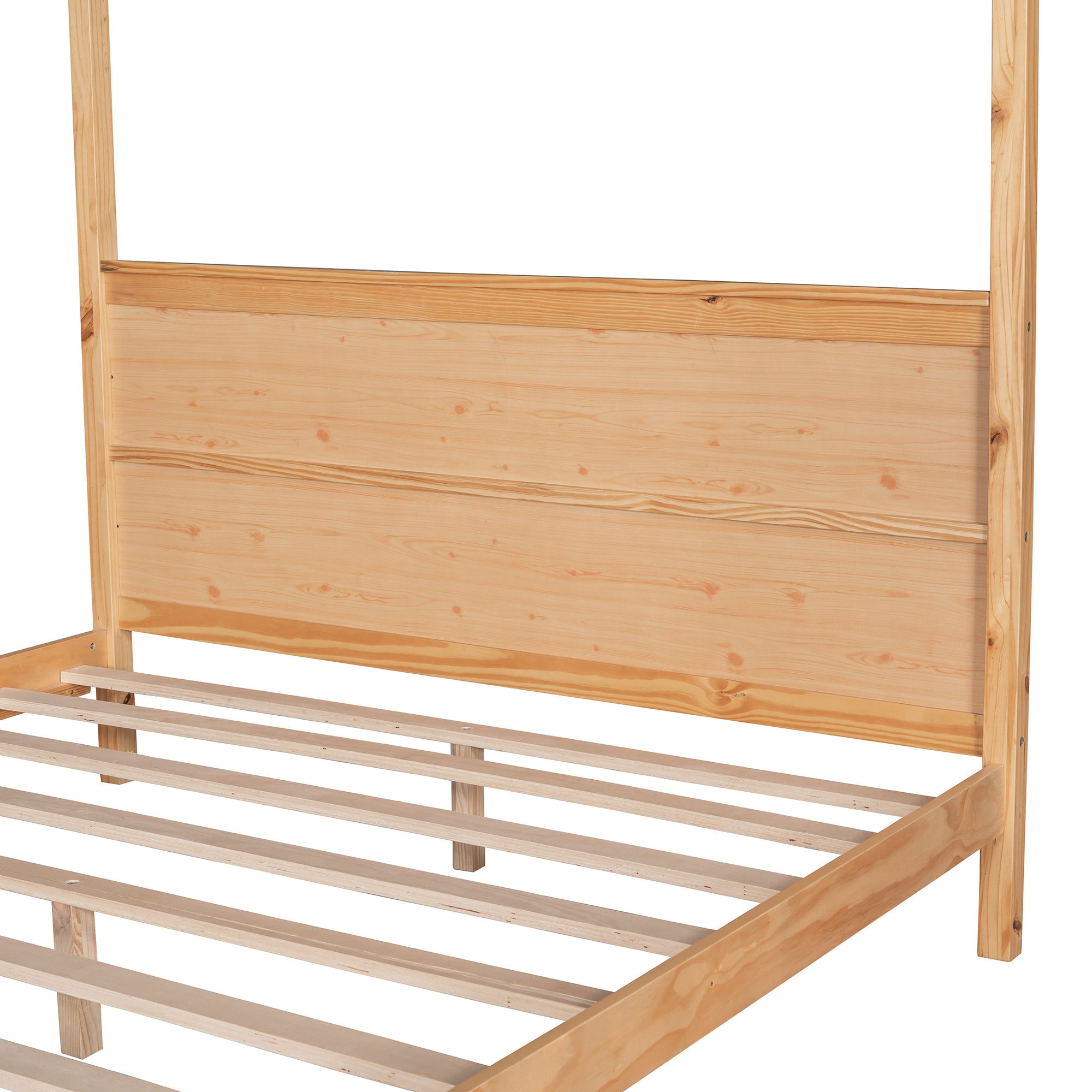 Queen Size Canopy Platform Bed with Headboard and Support Legs,Natural - Atlantic Fine Furniture Melbourne FL