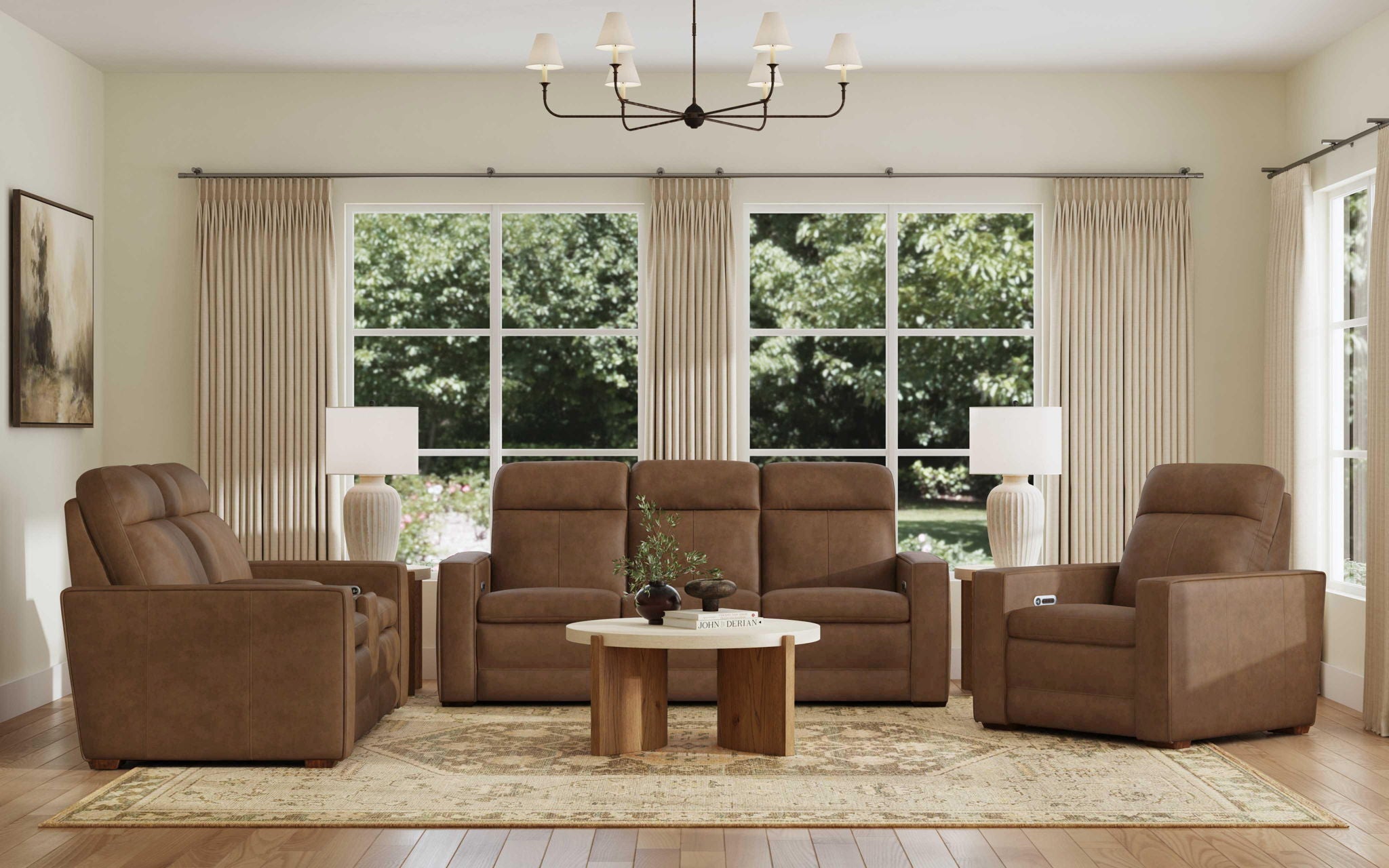 Dutch - Power Reclining Sofa With Console, Power Headrest, & Lumbar