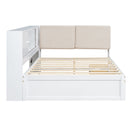 L-Shaped Daybed Corner Bed Under Bed Drawers With Storage Bookcase And Upholstered Headboard And USB Charging Ports