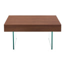 Natural Style Coffee Table With Glass Legs - Wood Grain Texture